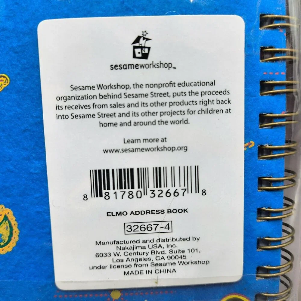 Sesame Street Elmo Address Book Blue Heart Paisley Spiral Bound Collectible Kids